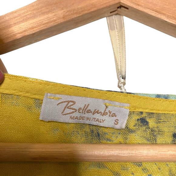 Bellambra Made in Italy Linen Tie Dye Blouse Yellow Blue Flowy Beachy Top Size S - Picture 9 of 11